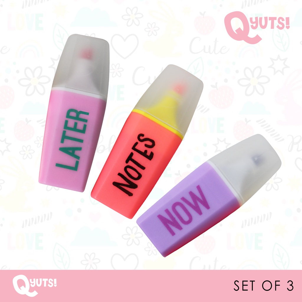 Qyuts! Set of 3 Mini Multi Color Permanent Highlighter, 3 Colors, For Coloring, Highlighters
