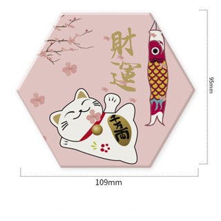 Lucky Cat Coaster Insulation Mat Meal Pattern Creative Table Pad Absorbent Diatomaceous Earth Japan #5