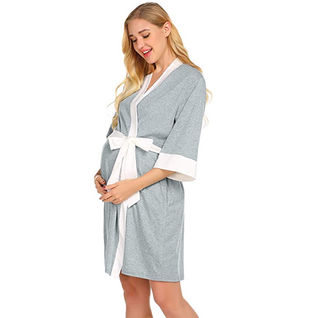 Sandals for Wome Twice**Maternity Nursing Robe Delivery Nightgowns Hospital Breastfeeding Gown