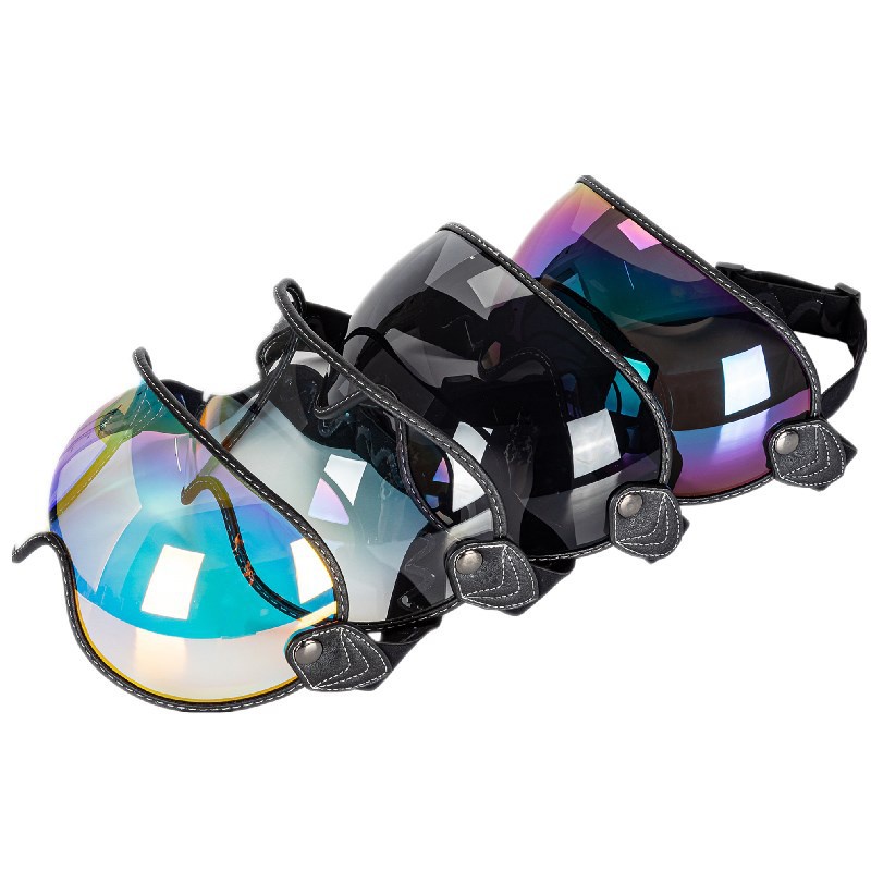 RHR Vintage Motorcycle Helmet Mask DIY Half Helmet Lens Elastic Belt Vintage Full Helmet Half