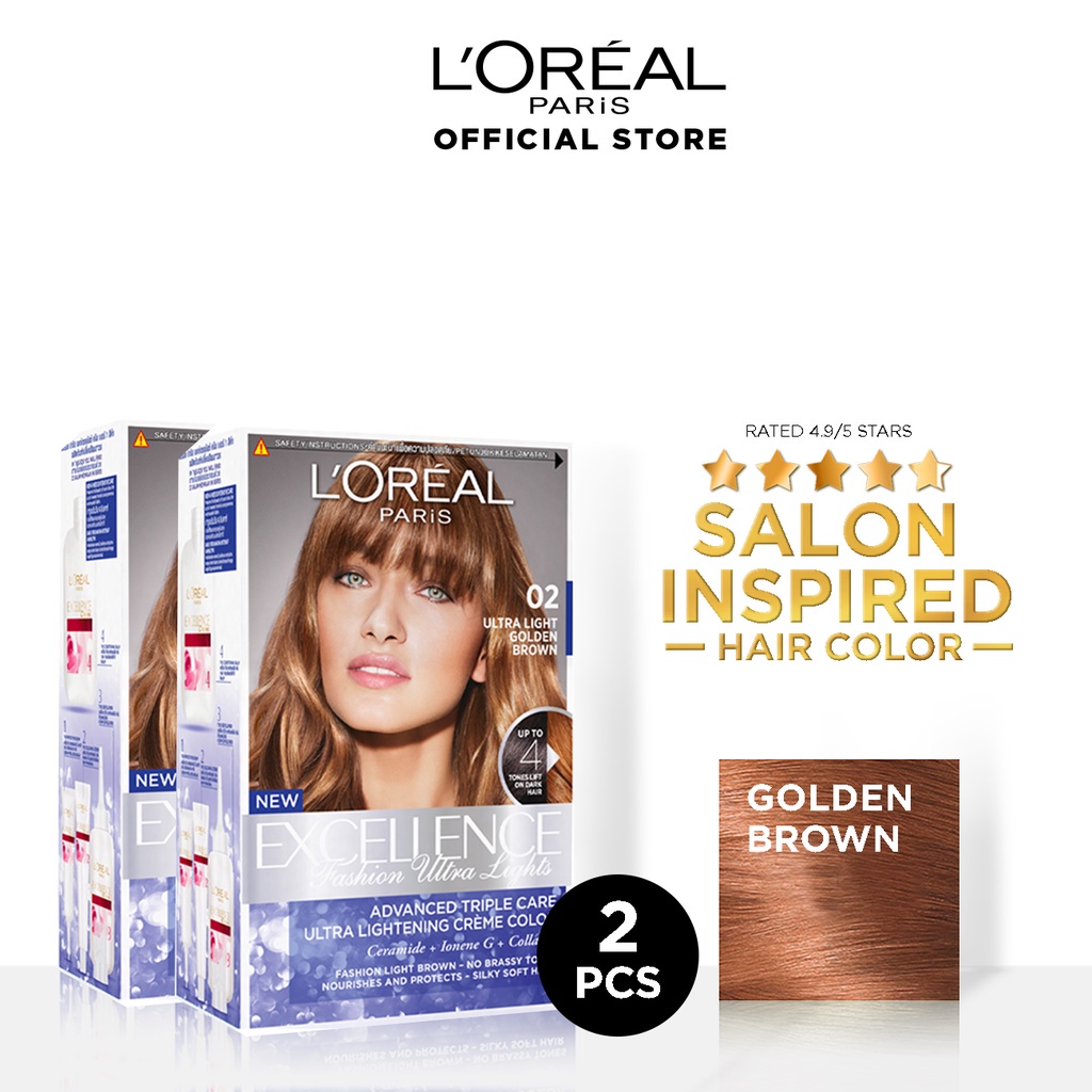 [spotgoods]LOreal Paris Excellence Fashion Ultra Lights Set of 2 in 02 Golden Brown - Haircolor P