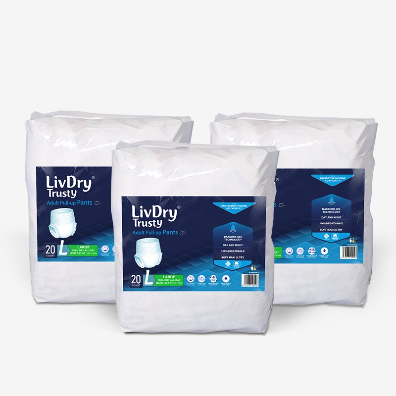 LivDry Adult Diaper Pull-Ups Incontinence Underwear Overnight Large - 3 ...