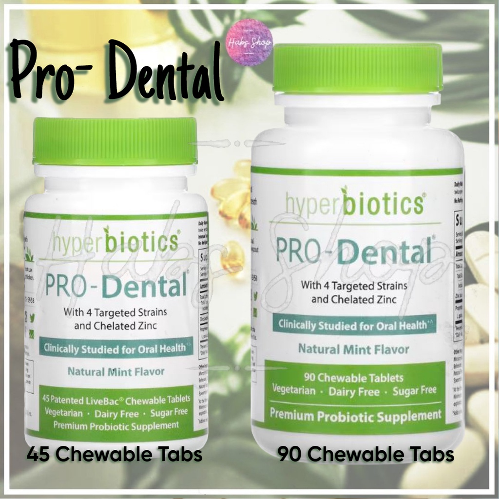 Hyperbiotics, PRODental, Natural Mint , 45 Patented LiveBac Chewable