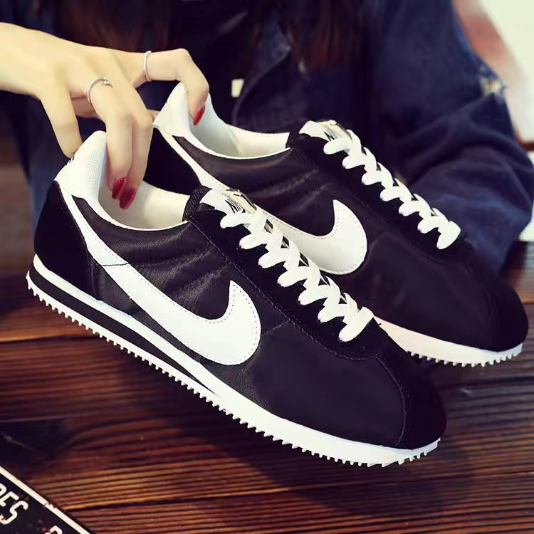 100%Original NIKE CORTEZ CLASICS BLACK WHITE NYLON MADE IN INDONESIA ...