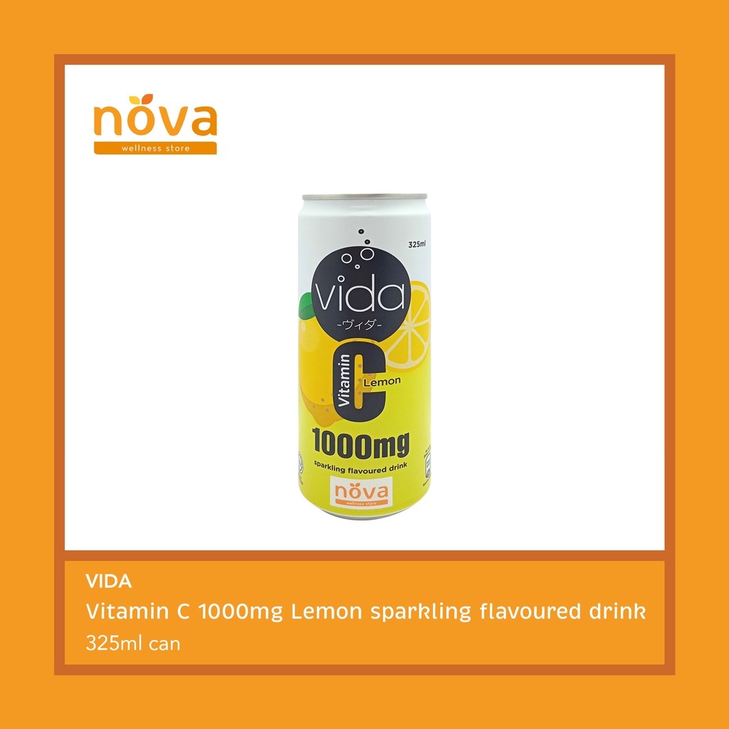 Vida Vitamin C 1000mg Lemon sparkling flavoured drink 325ml (can