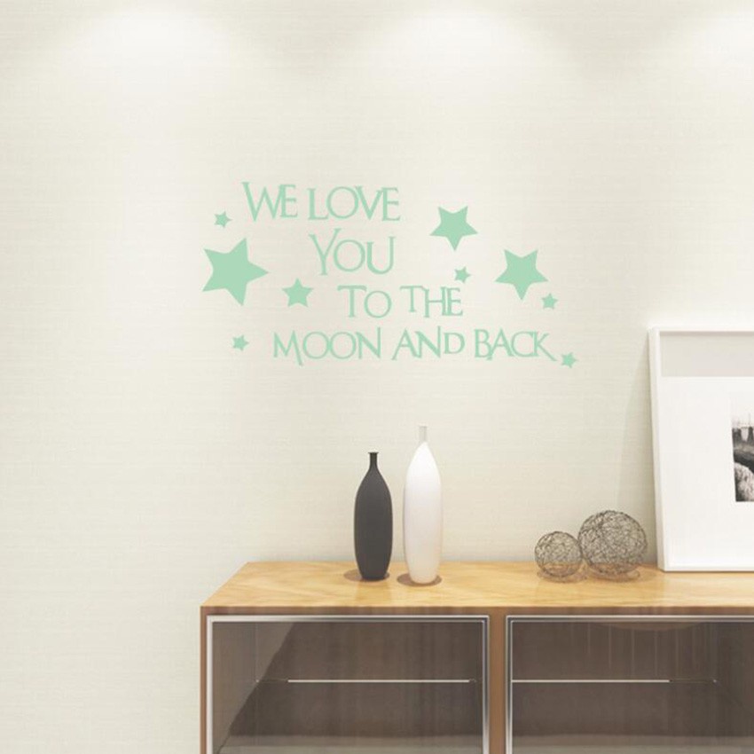 We Love You To The Moon And Back 3D Star Glow In Dark Luminous Wall Stickers