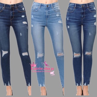W@x Jean Push-Up High-Rise Skinny Jeans with Destructed Hem Details