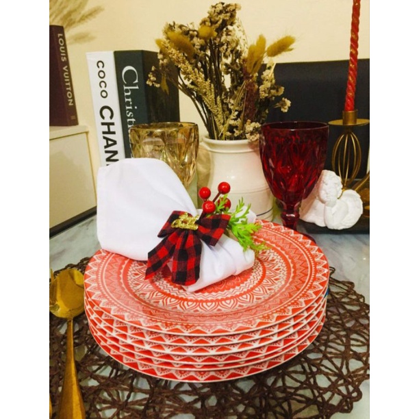 6 Pcs Christmas Dinner Plates Christmas Gold Dinner Plates Shopee