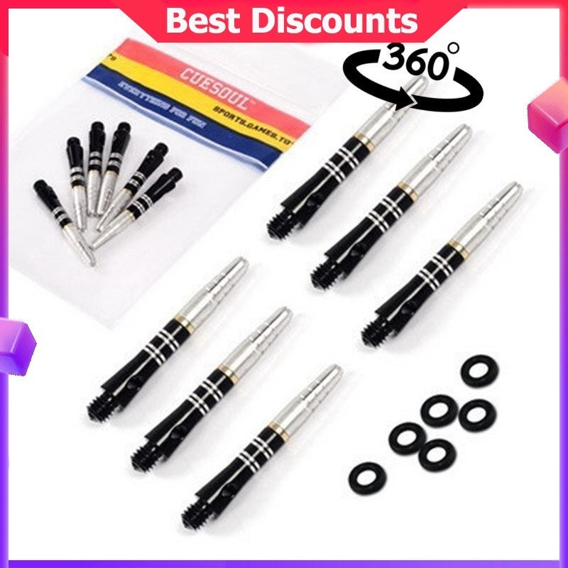 6PCS 360 Degree 35mm Aluminium Darts Shafts 2BA 3 Colors Dard