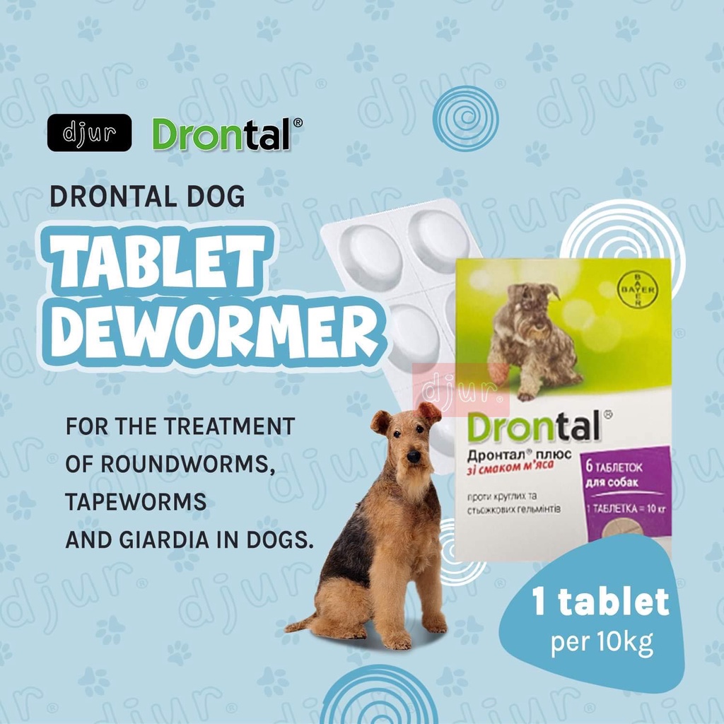 DRONTAL 1 Tablet Plus Tasty Dog Dewormer Tablets for Dogs (NO Sticker