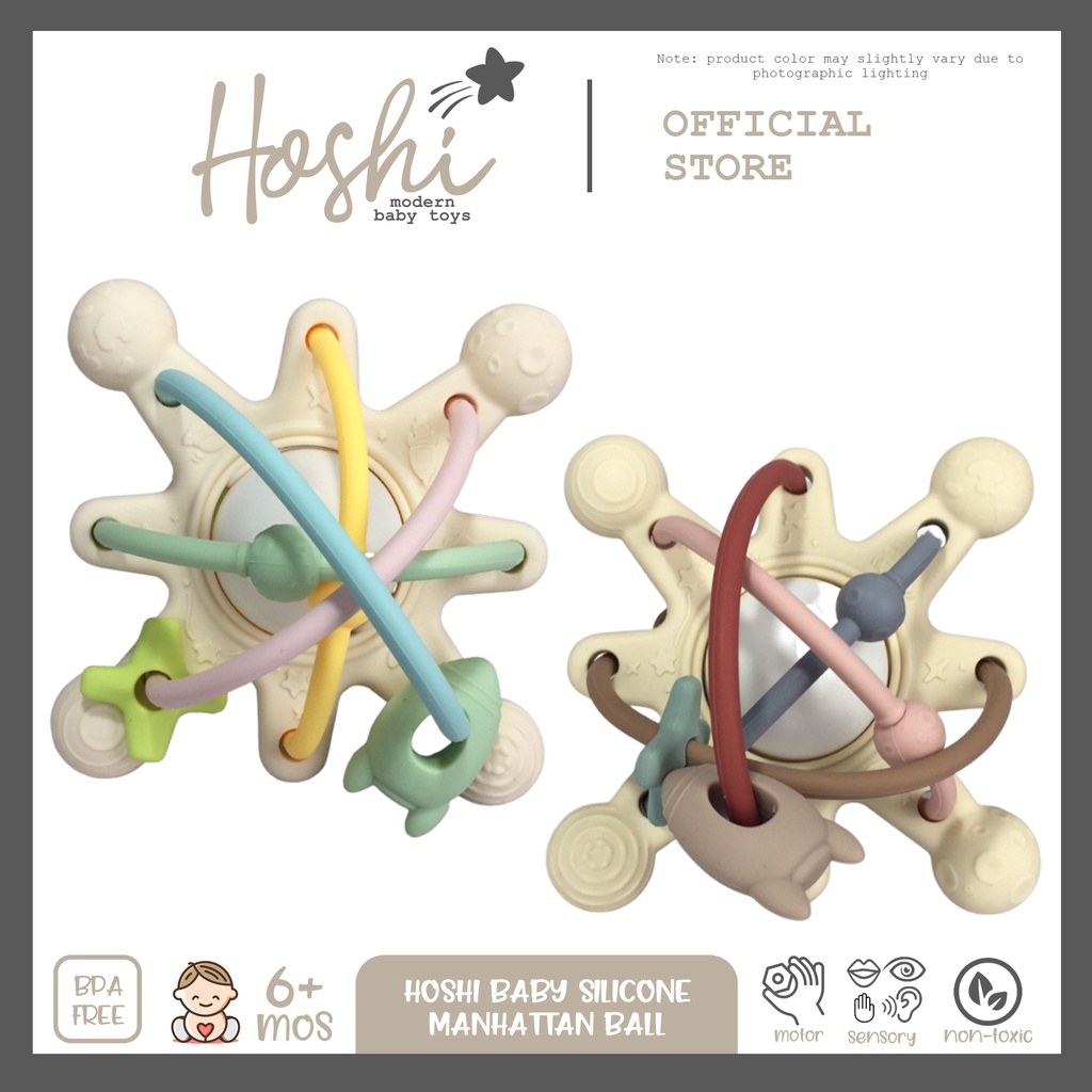 Hoshi Baby Silicone Meteor Manhattan Ball Rattle & Teether, 100 Food
