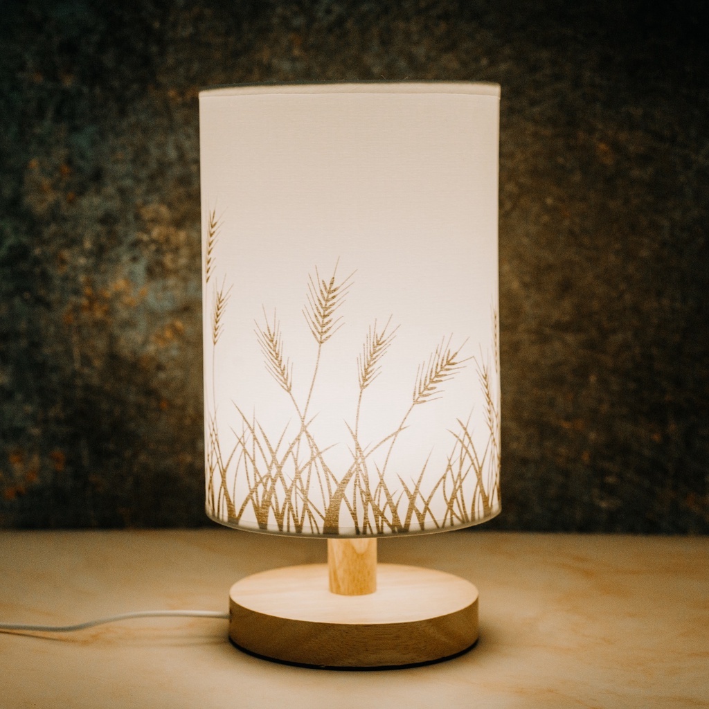 USB Table Lamp Bedside Table Lamps Solid Wood Nightstand Lamp with Grey