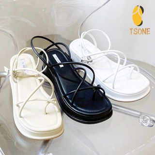 TSONE Women's korean style temperament is thin cross strap wedge roman sandals