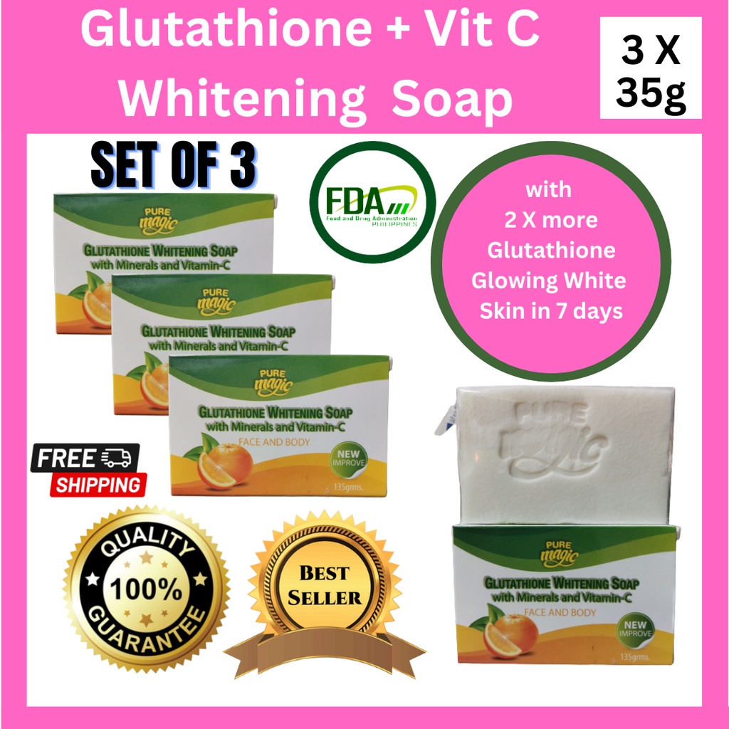 Glutathione Whitening Soap + Vitamins C SET 3 "FACE AND BODY SOAP