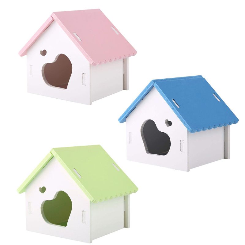 Trendy Wooden Love Heart Shape Hamster Nest Sleeping House Luxury Cage Pet DIY Hideout Hut &JL