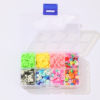 80g 6mm Flat Flower Polymer Clay Beads Box Set Chip Disk Loose Spacer Slice Beads for DIY Jewelry Making Bracelet