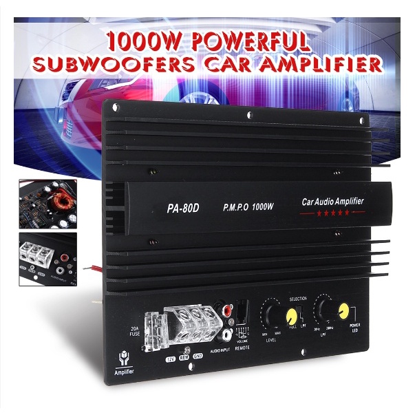 12V 1000W Mono Car Audio Amplifier Subwoofers PA80D Car Amplifier Subwoofer Speaker Shopee