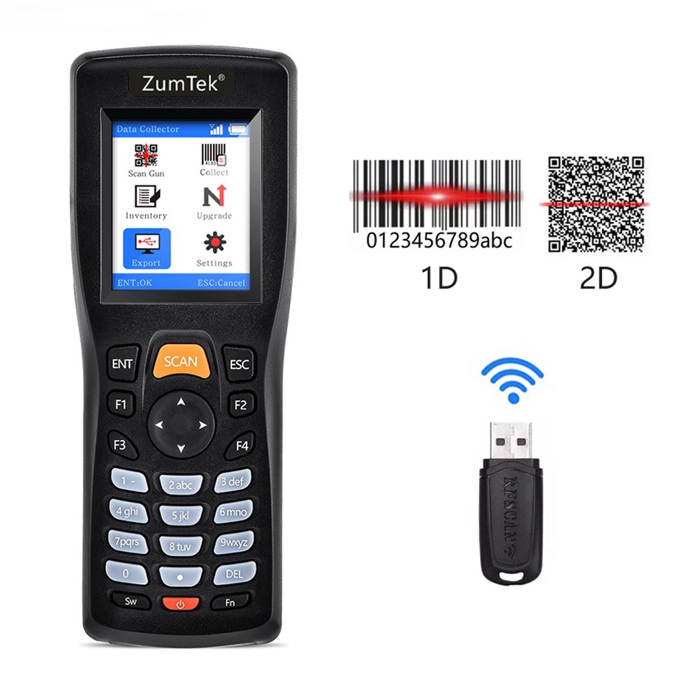 ZumTek 8103T QR 1D 2D Wireless Barcode Scanner Inventory Device Reader