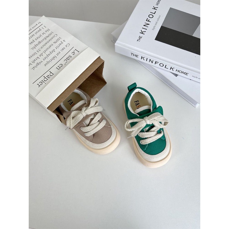Three Seasons Canvas Shoes Children Korean Casual Boys Soft-Soled Cloth Girls Ugly Cute Color Matching Velcro Sneakers