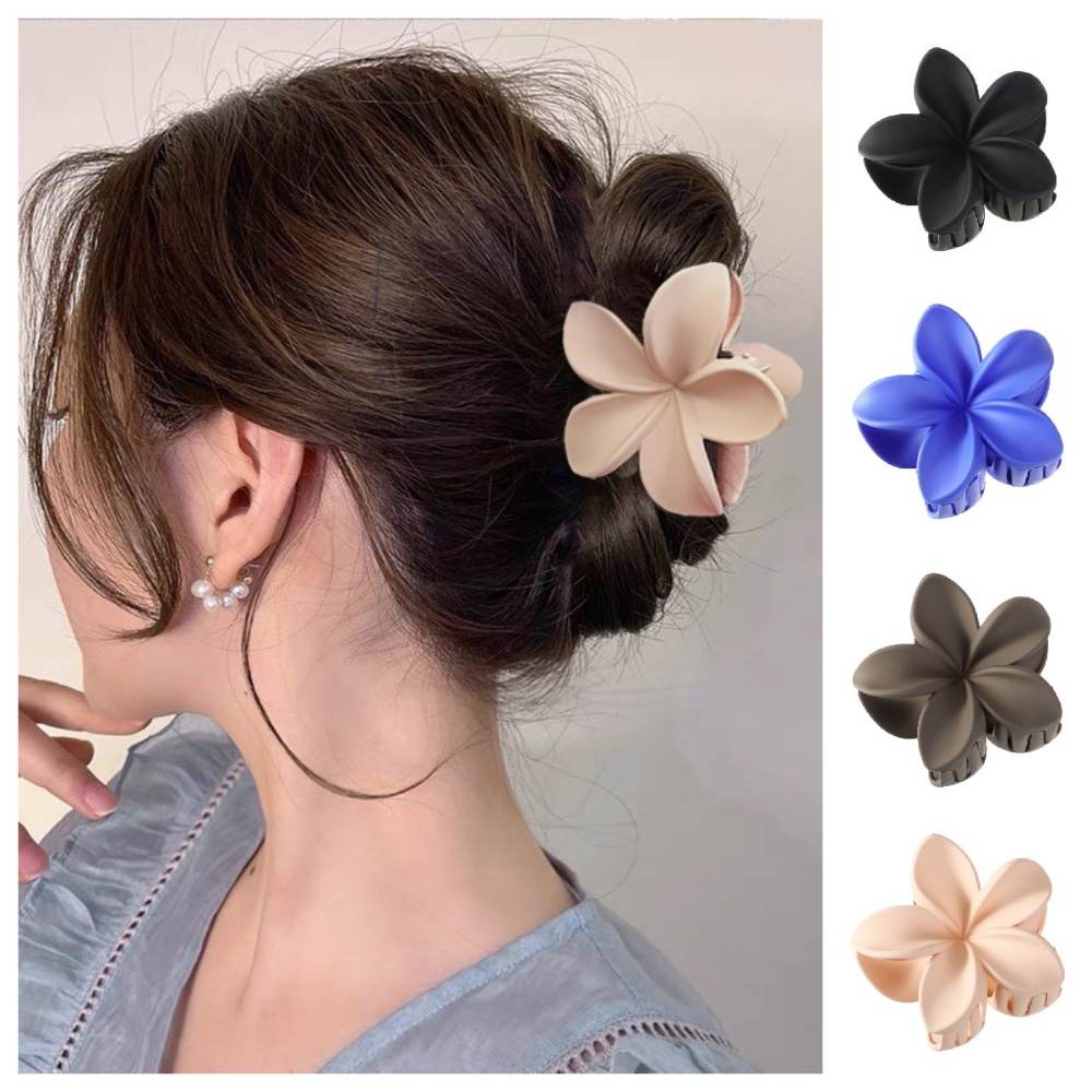 8.5cm Versatile Korean Style Simple Pure Color Flower Hair Grab Clip ...