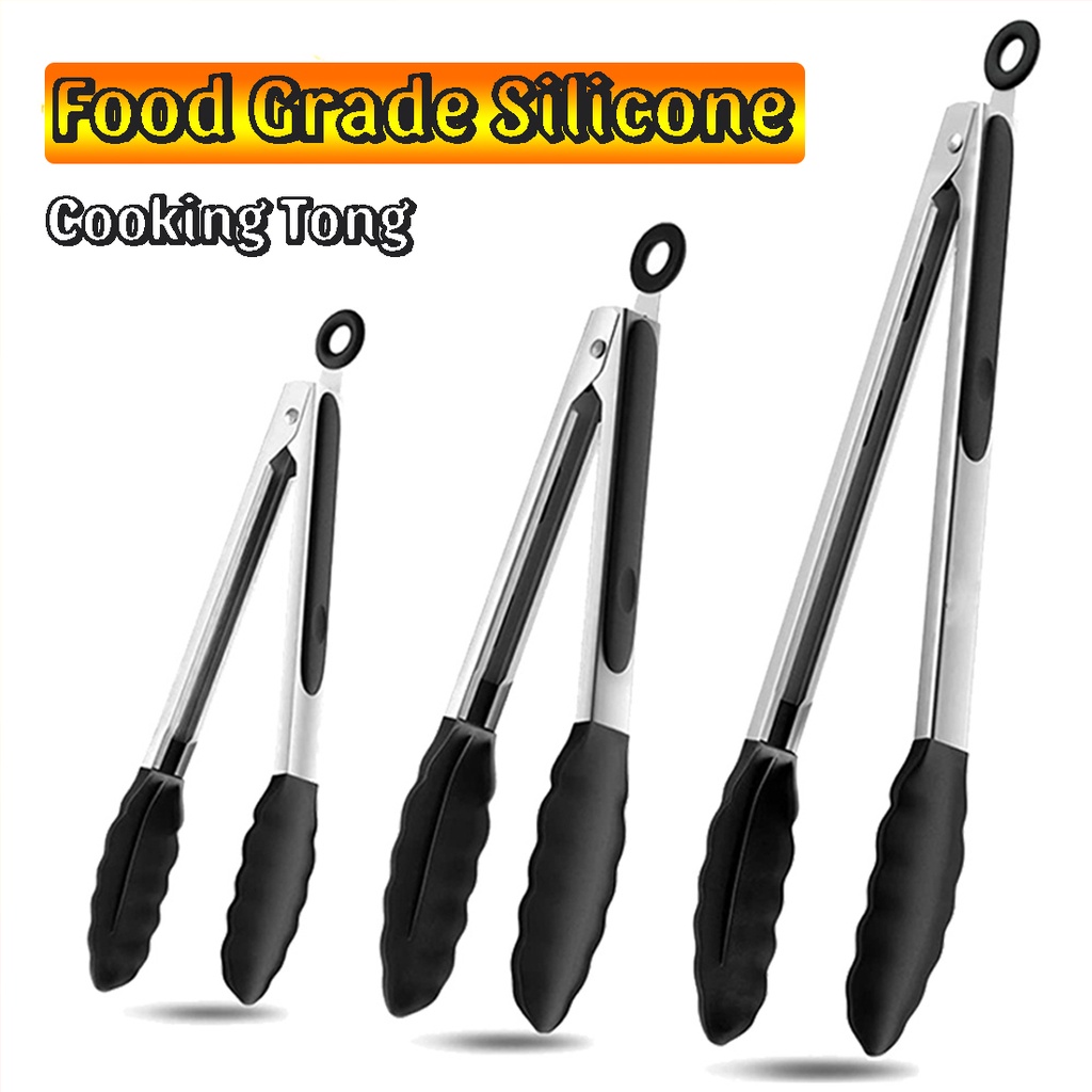 1pc Food Grade Silicone Food Tongs Kitchen utensil Salad BBQ tools