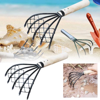 Clam Rake 5 Claw Home Shell Beach Conch Dig Seafood Accessories Tool Useful With Net Wood Handle Pi #5