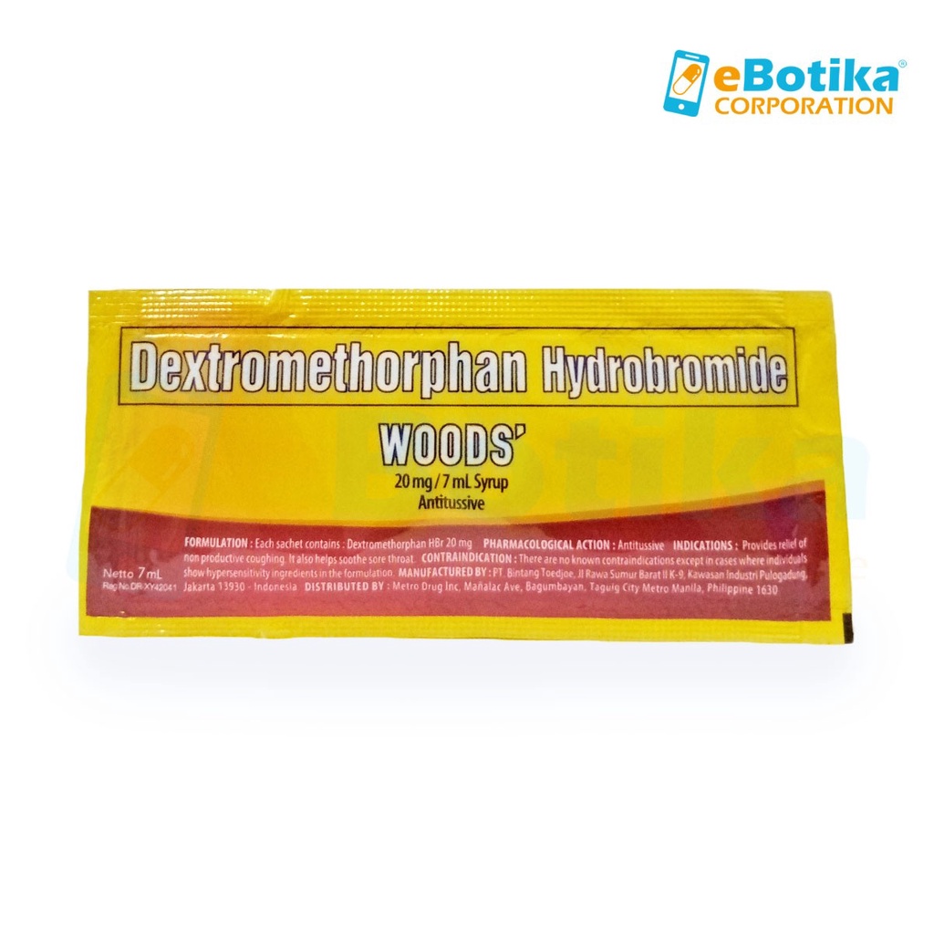 Woods (Dextromethorphan) Syrup sachet 7mL for dry cough Shopee