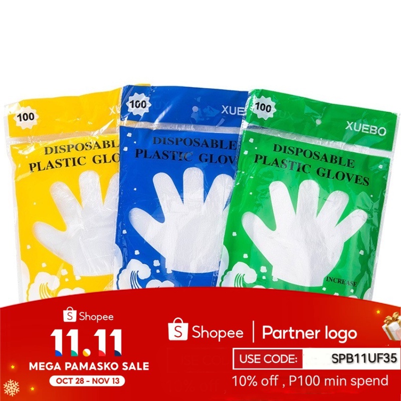100Pcs/Pack High Quality Disposable Plastic Gloves Shopee Philippines