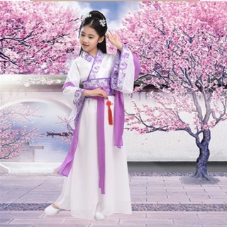 Available in Stock kids chinese Hanfu for girls Ancient Costume Girls' Han Chinese Costume Summer 9-Year-Old Fairy Princess Dress Performance Wear Little Girl Ancient Clothes #6