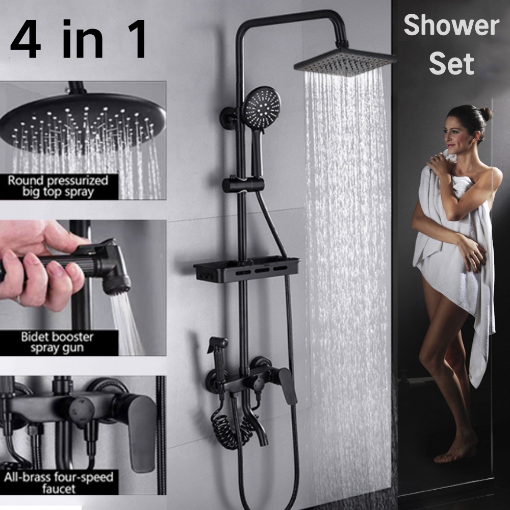 Shower set 304 stainless steel bathroom shower 4 in 1Square Matte Black