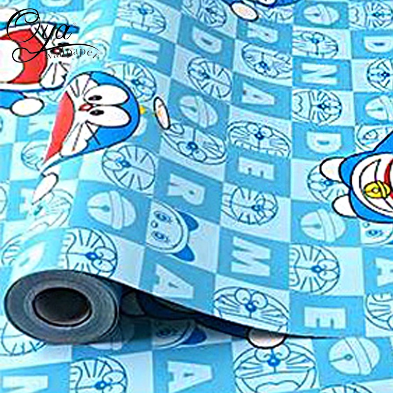 OYA self-adhesive pvc wallpaper blue cartoon character 10mx45cm for kiddie room wall decor waterproo