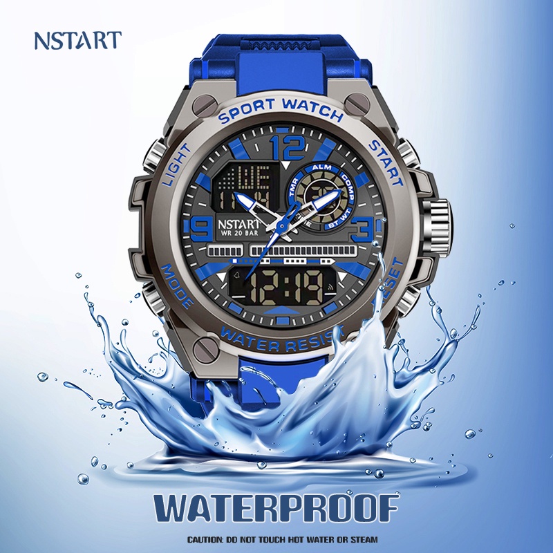 NSTART Shock Proof GST8600 GST 8600 Sports Digital Men Watch Green Red Gold Black