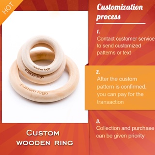 ℡50pc Customize Logo Wooden Ring Baby Photogra Growth Souvenirs BPA Free Beech Ring Baby Photograph #6