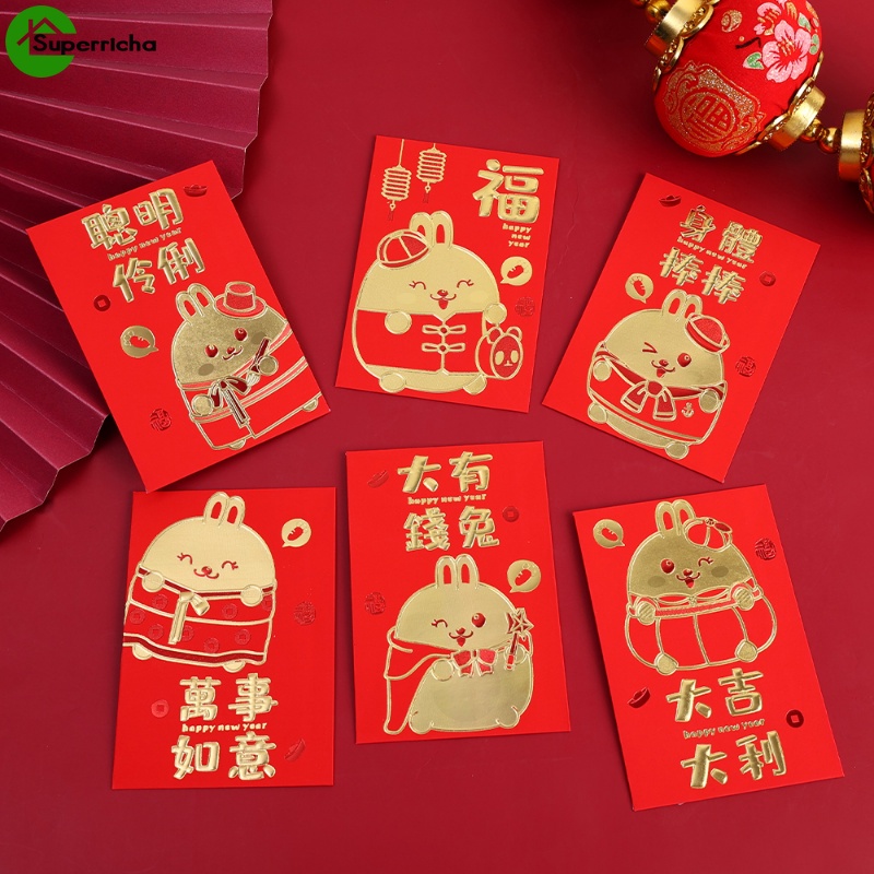 6Pcs Red Envelopes 2023 Year Of The Rabbit Lucky Red Envelope Chinese ...