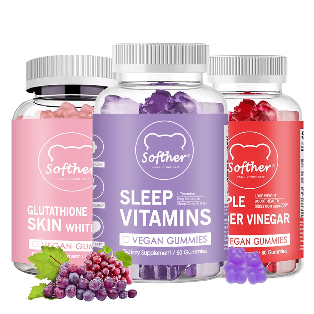 Softher Vitamins Gummies Sleep Support Melatonin Gummies Help Stress