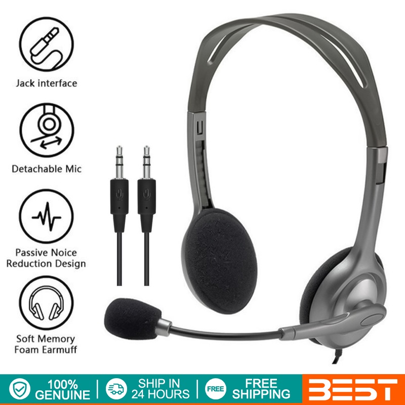 Logitech H111 Wired Headphones 3.5mm Plug Computer Headset Noise Cancelling Headphone With Mic