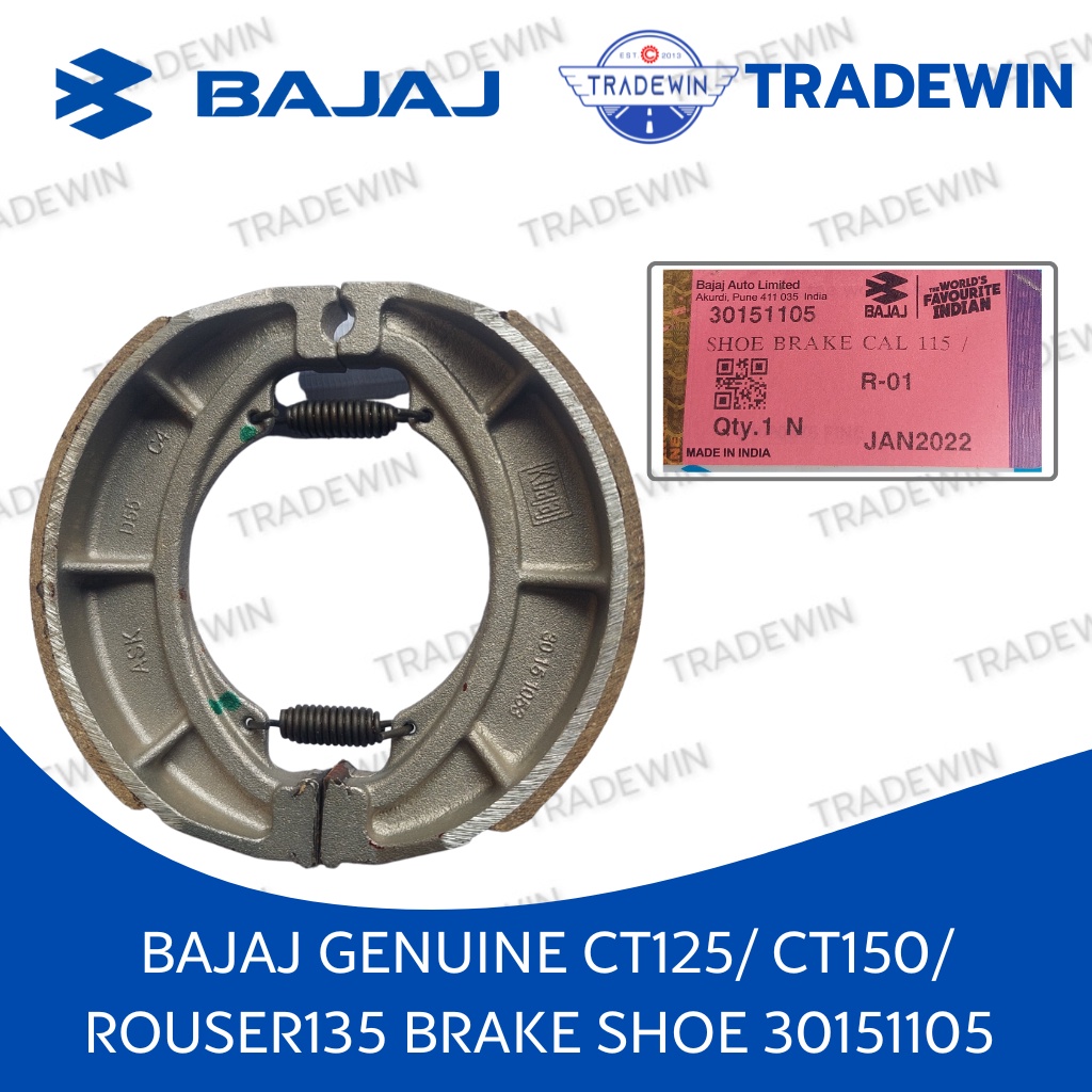 CT125/ BOXER CT150/ROUSER135/CT100B (BAJAJ GENUINE) BRAKE SHOE WITH