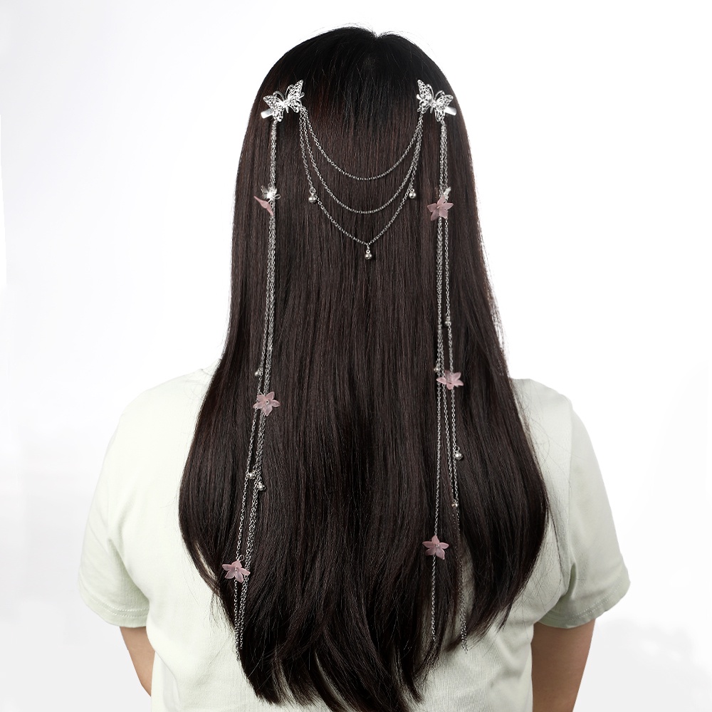 2 Pcs/Set Chinese Antique Fairy Unique Butterfly Bead Flower Fine Chain  Tassel Hairpin Hair Clip Children Girl Hair Accessories Headdress | Shopee  Philippines