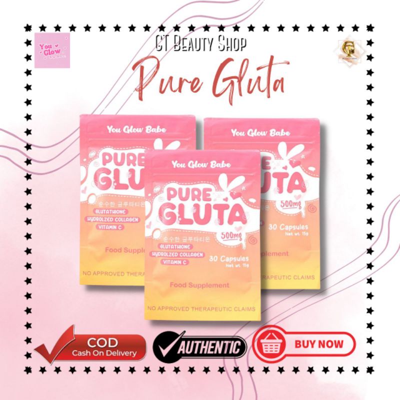 Pure Gluta by You Glow Babe-500mg 30 capsules | Shopee Philippines