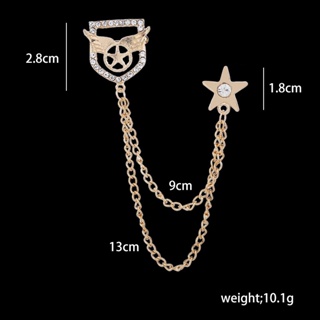 【NF】Men's Brooch Temperament Diamond Five Pointed Star Brooch Men's Tassel Chain Suit Brooch Fashion Pin Badge #7