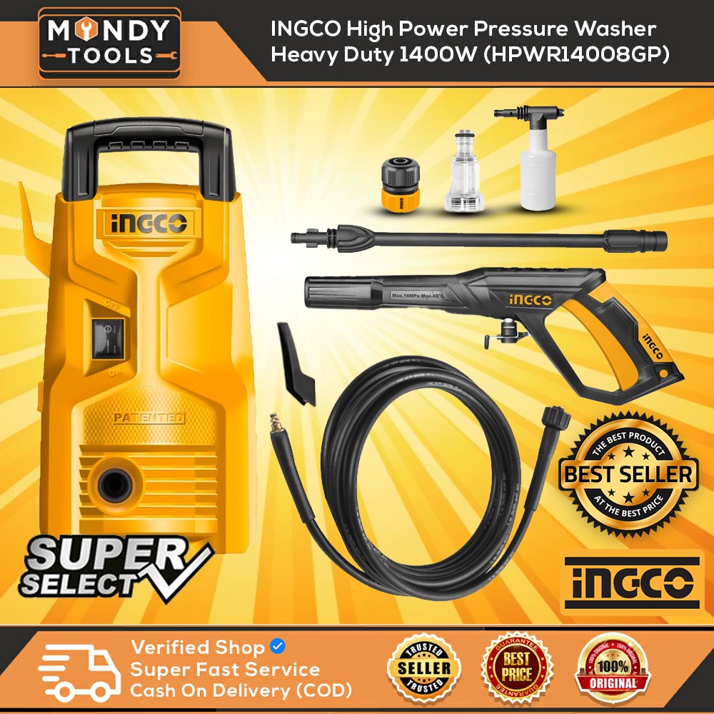 INGCO High Power Pressure Washer Heavy Duty 1400W (HPWR14008GP