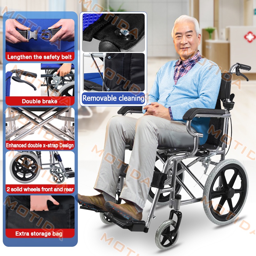 Adult Folding Wheelchair Standard Portable Heavyduty Hand Push