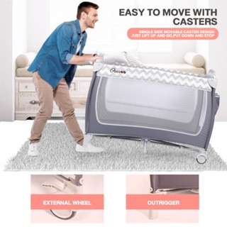 【5 in 1】【Shipping Discount】Baby Crib  Portable 2 Level Baby Cradles with Free Toys Baby Bed Rocker #7