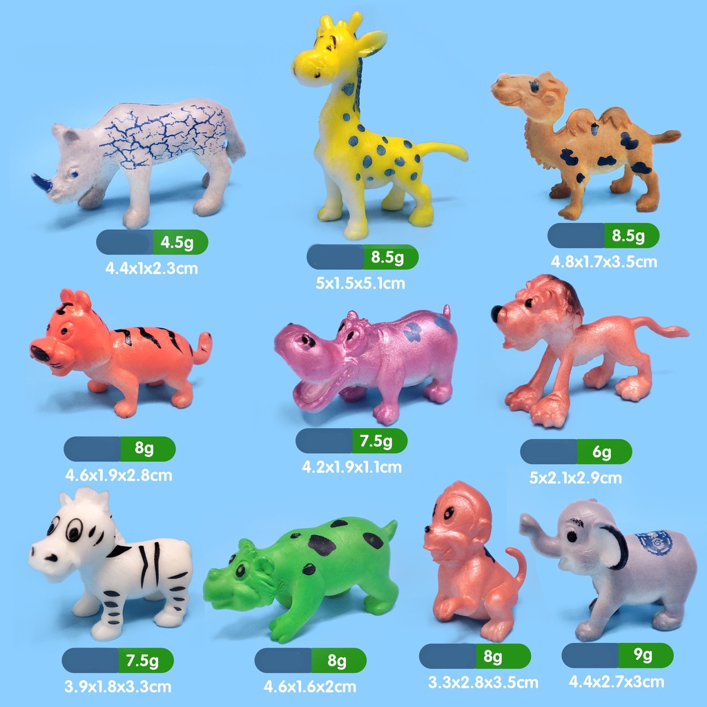 10 cartoon wild animal model simulation children's toys monkey hippo