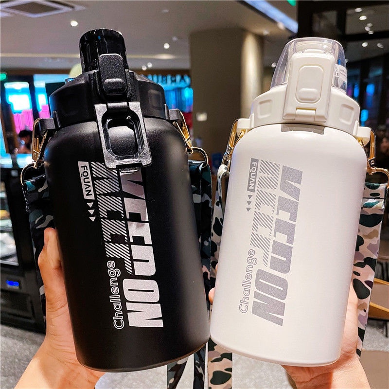 LargeCapacity Straw Water Cup Female Stainless Steel Portable Sports