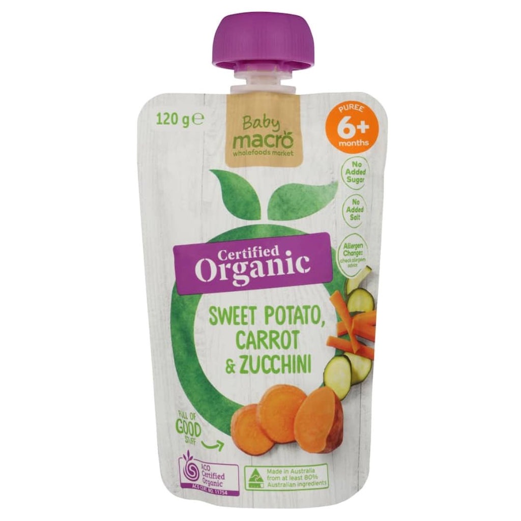 Macro Organic Baby Food 6+ Months - Sweet Potato, Carrot, Zucchini (120g)