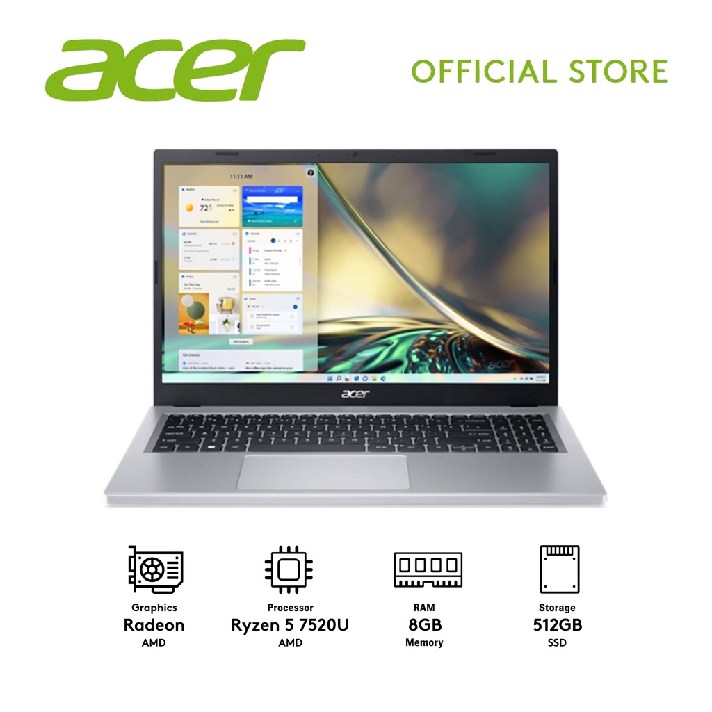 Acer Aspire 3 A315 24p R1kb 156 Fhd Amd Ryzen 5 7520u 8gb 512gb Ssd Amd Radeon Windows 11 5178