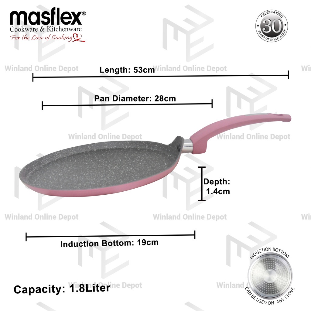 MASFLEX by Winland Spectrum Aluminum Non Stick Induction Multi Flat Pan 28cm NK-C29/PNK