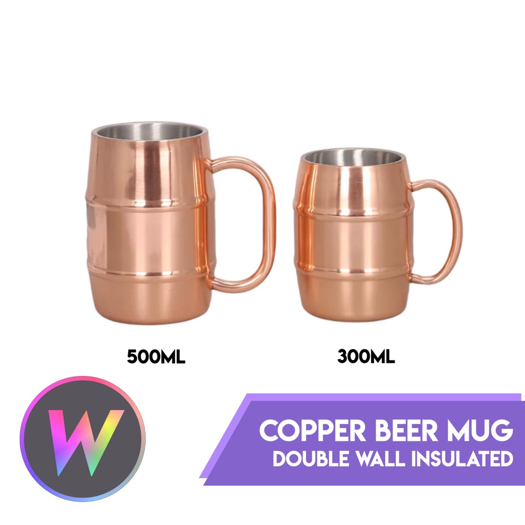 Copper Mug Double Wall Insulated Iced Coffee, Beer, Cocktail, Water Mug