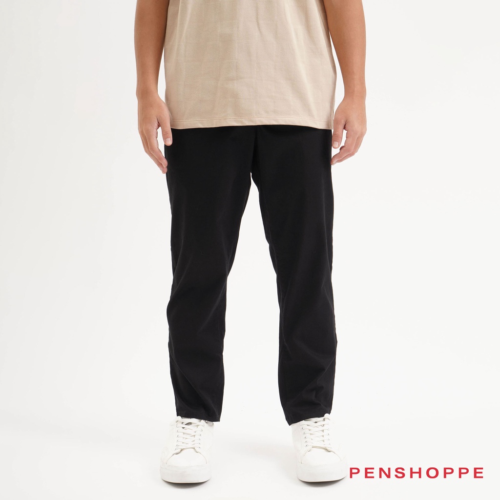 Penshoppe Ankle Length Dapper Chino Trousers For Men (Black/Khaki ...
